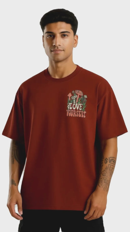 Love Yourself Drop Shoulder T-Shirt – Burgundy
