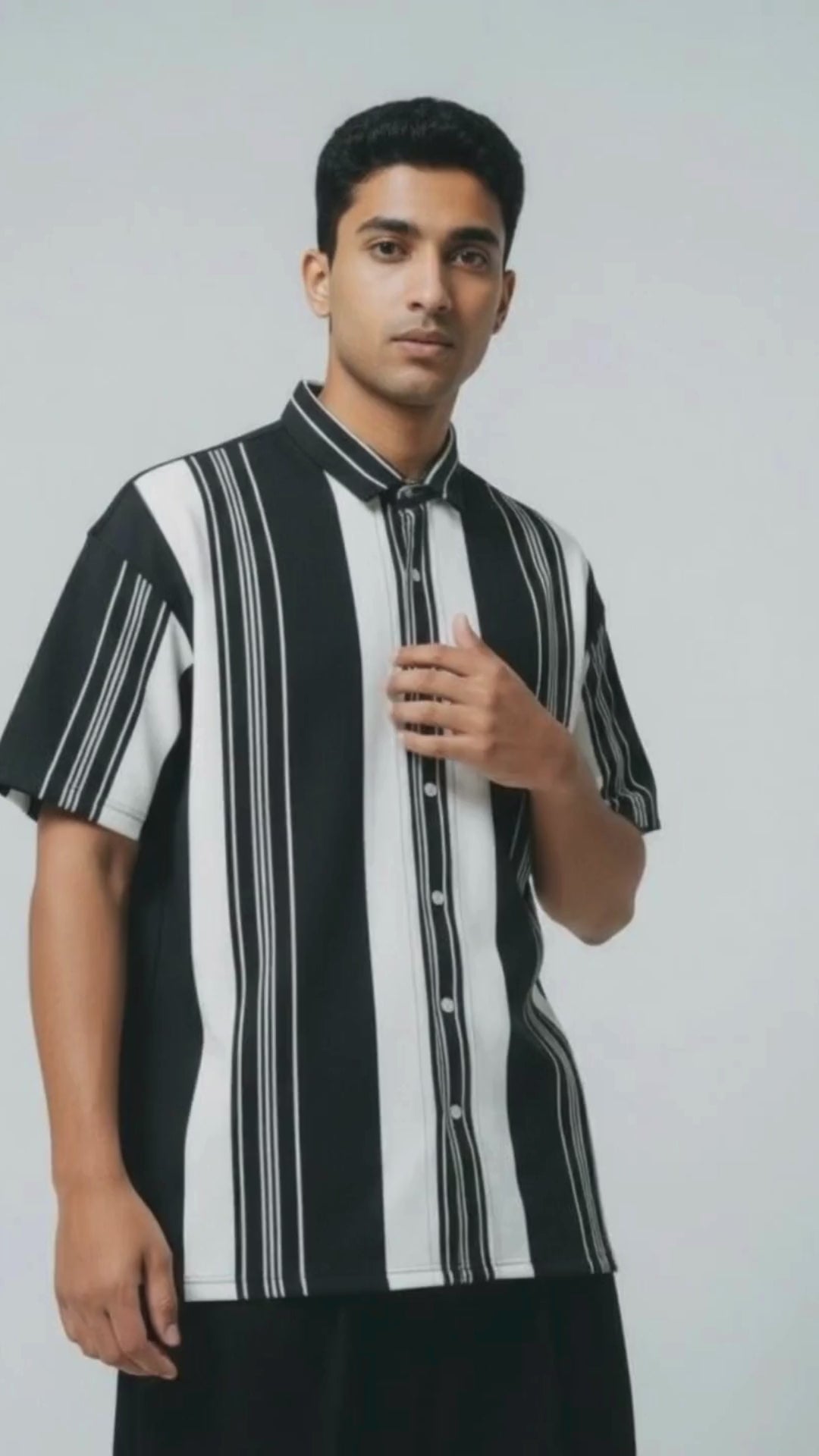 Black Urban Stripe Knit Shirt