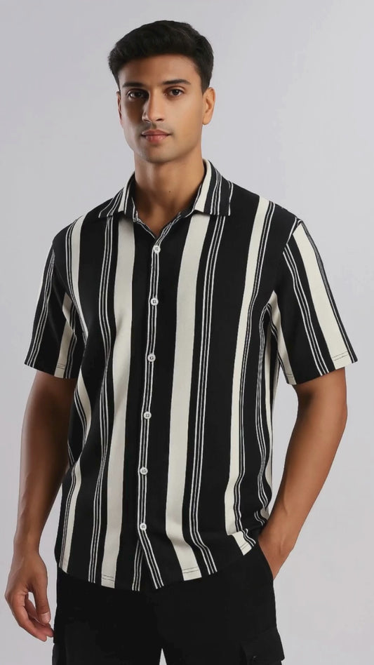 Black Urban Stripe Knit Shirt