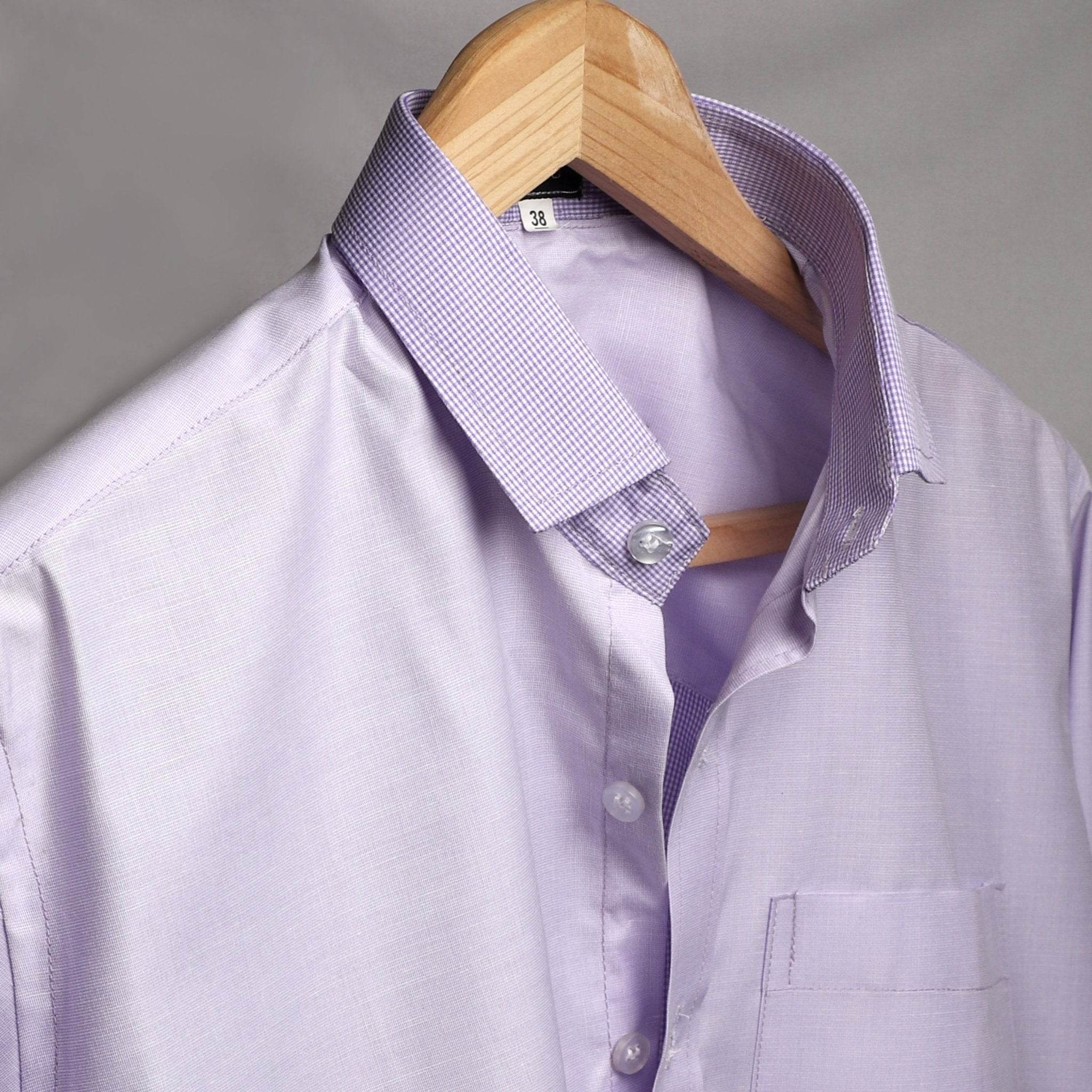 Purple Checkered Cotton Shirt - styleflea
