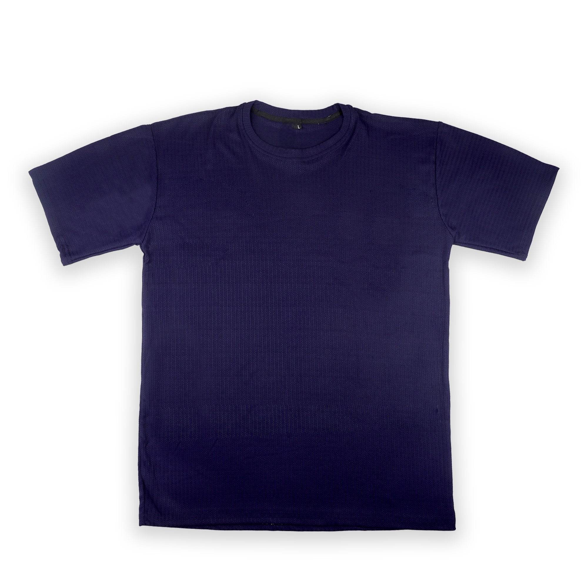Dark Blue Ribbed T-Shirt – Ultra Stretch Edition - styleflea