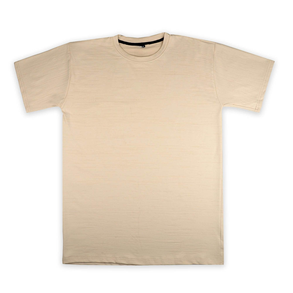 Beige Ribbed T-Shirt – Ultra Stretch Edition - styleflea