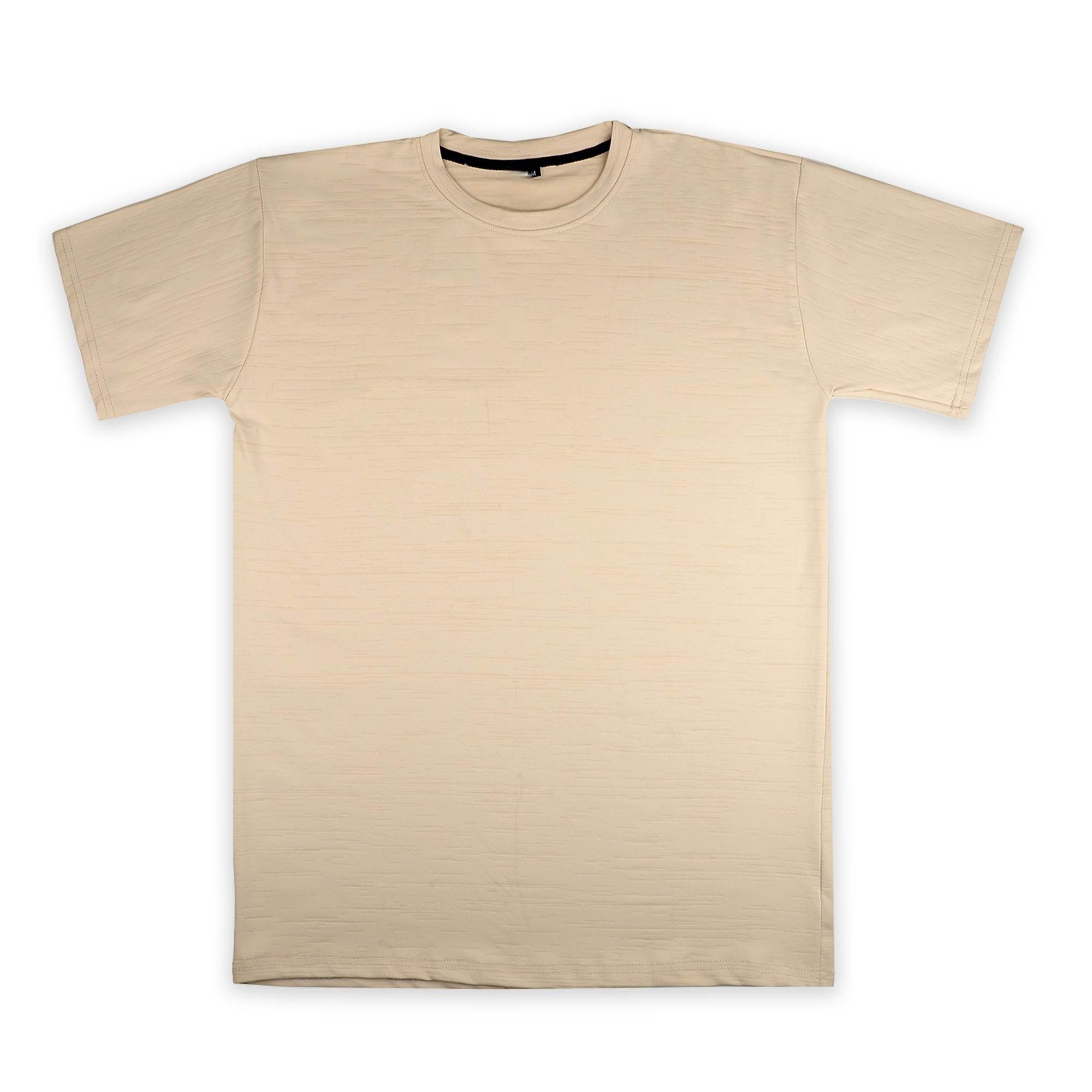 Beige Ribbed T-Shirt – Ultra Stretch Edition - styleflea