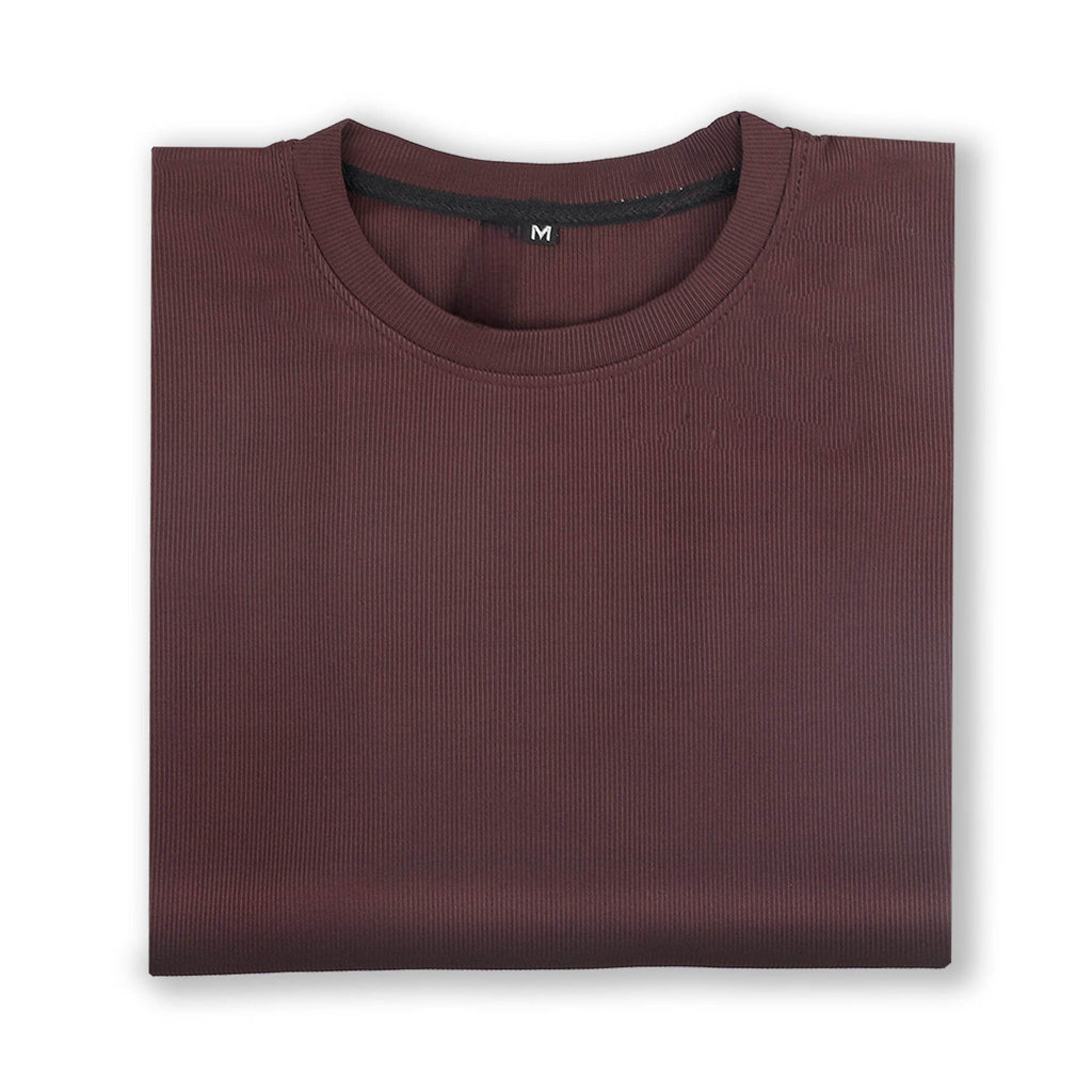 Maroon Ribbed T-Shirt – Ultra Stretch Edition - styleflea