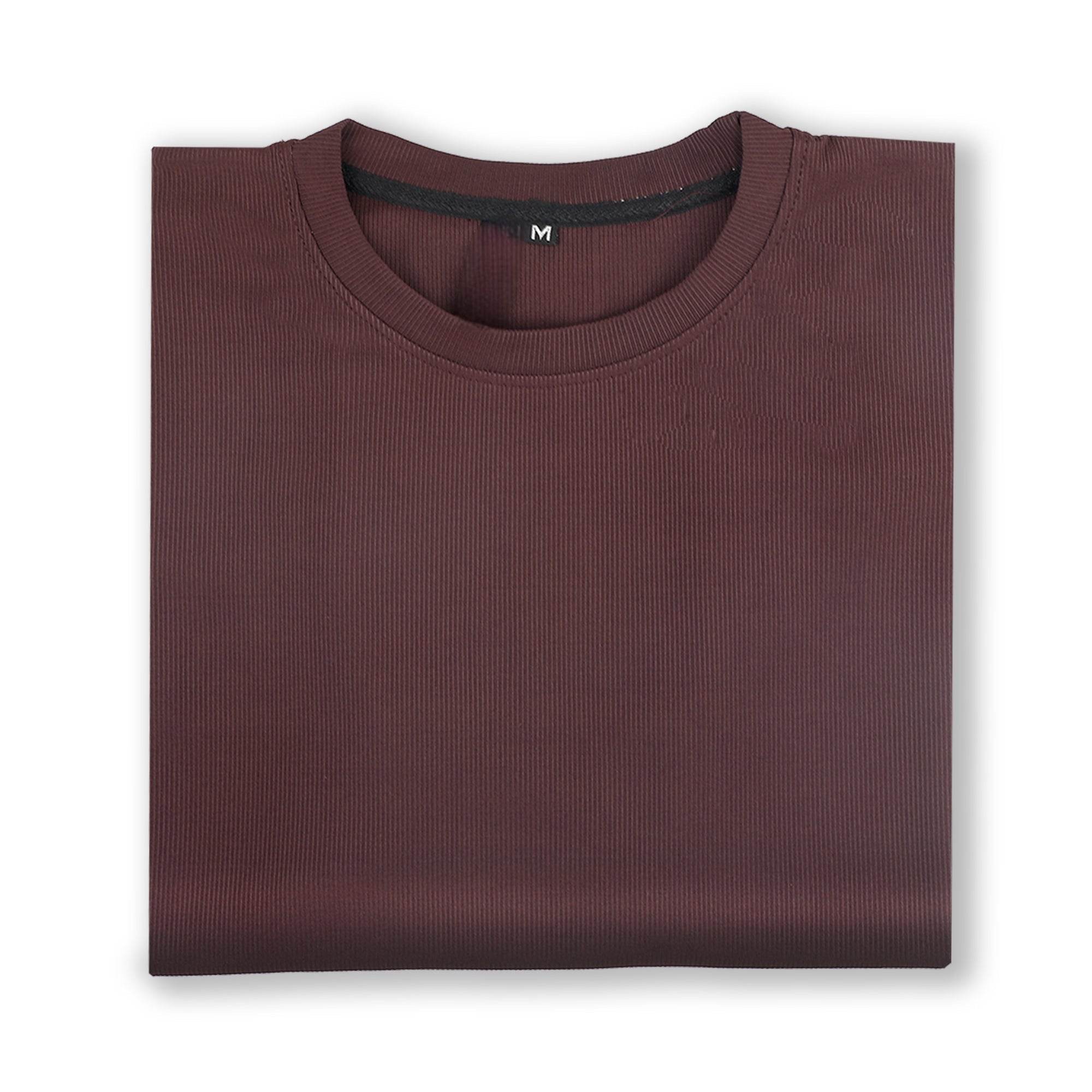 Maroon Ribbed T-Shirt – Ultra Stretch Edition - styleflea