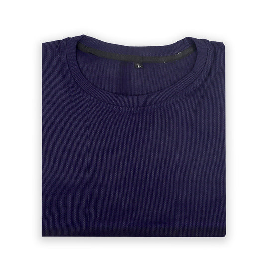 Dark Blue Ribbed Oversized T-Shirt