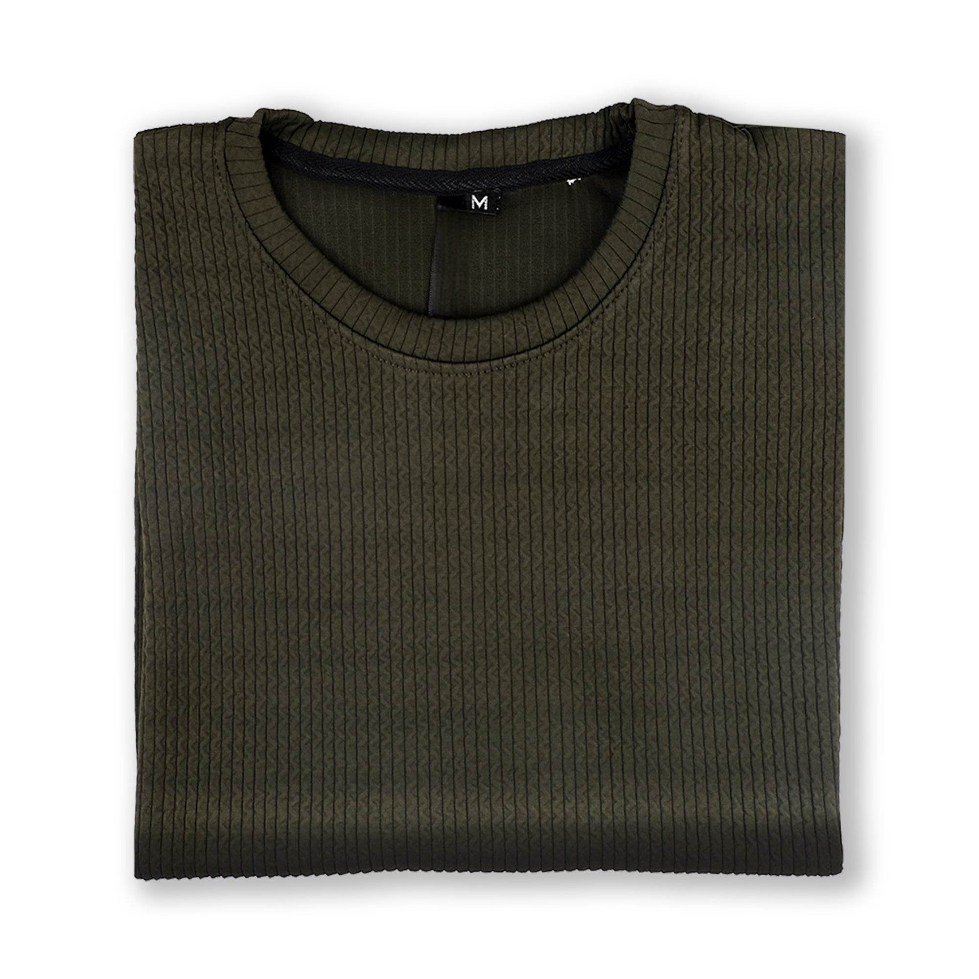 Olive Ribbed T-Shirt – Ultra Stretch Edition - styleflea