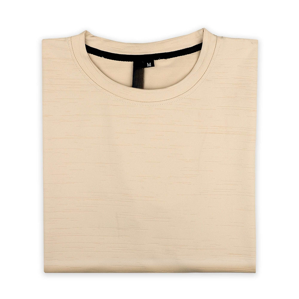Beige Ribbed T-Shirt – Ultra Stretch Edition - styleflea