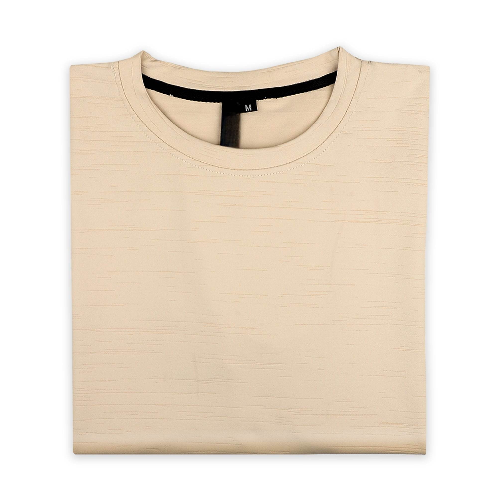 Beige Ribbed T-Shirt – Ultra Stretch Edition - styleflea