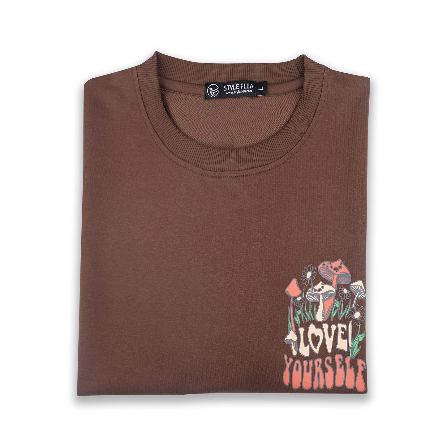 Love Yourself Drop Shoulder T-Shirt - Earthy Brown