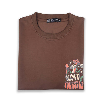 Love Yourself Drop Shoulder T-Shirt - Earthy Brown