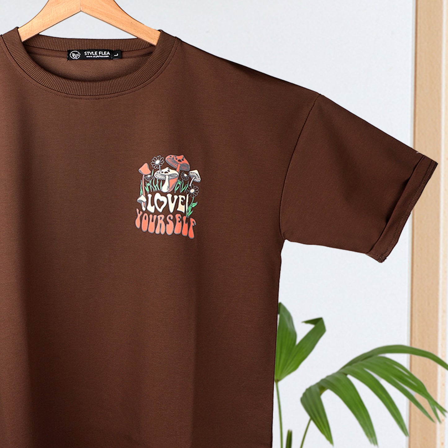 Love Yourself Drop Shoulder T-Shirt - Earthy Brown
