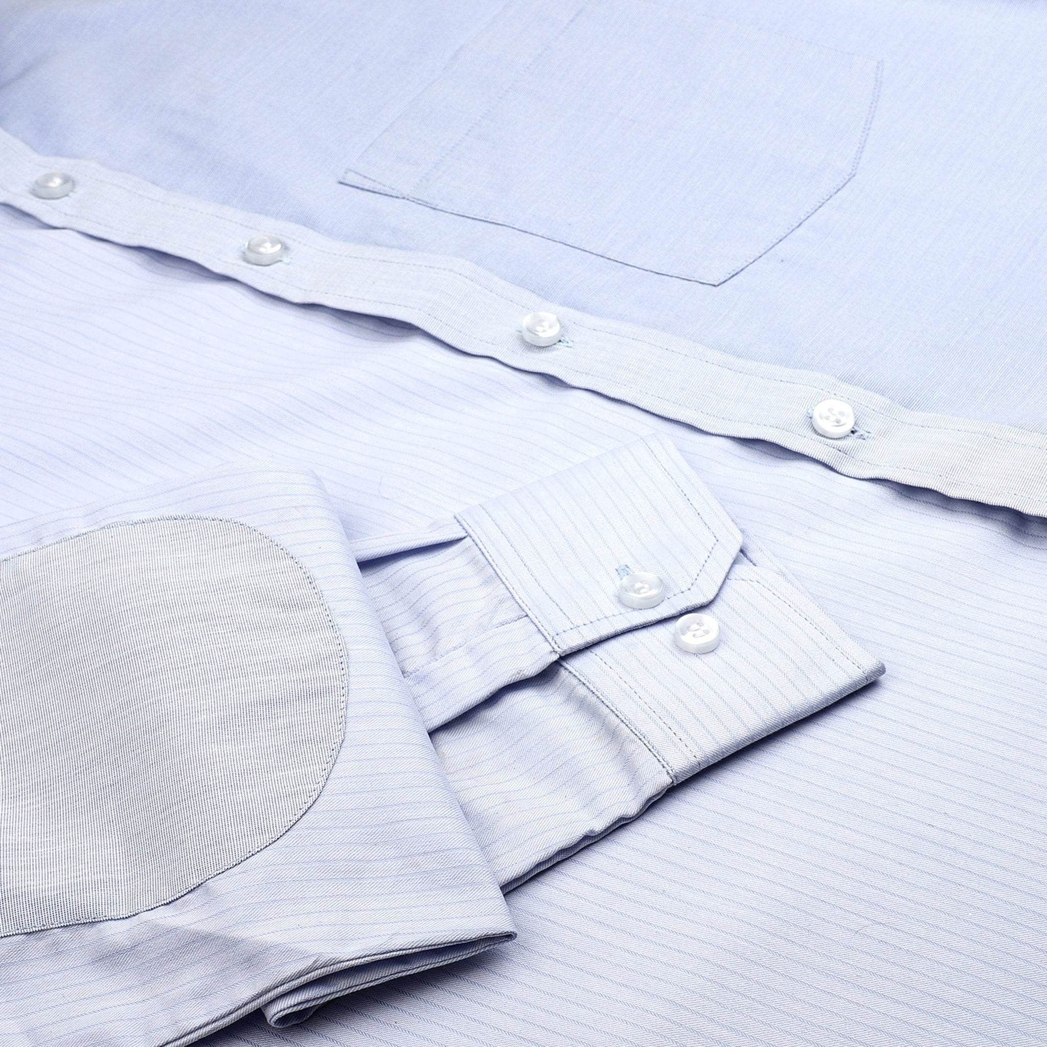 Sky Blue Striped Cotton Shirt - styleflea