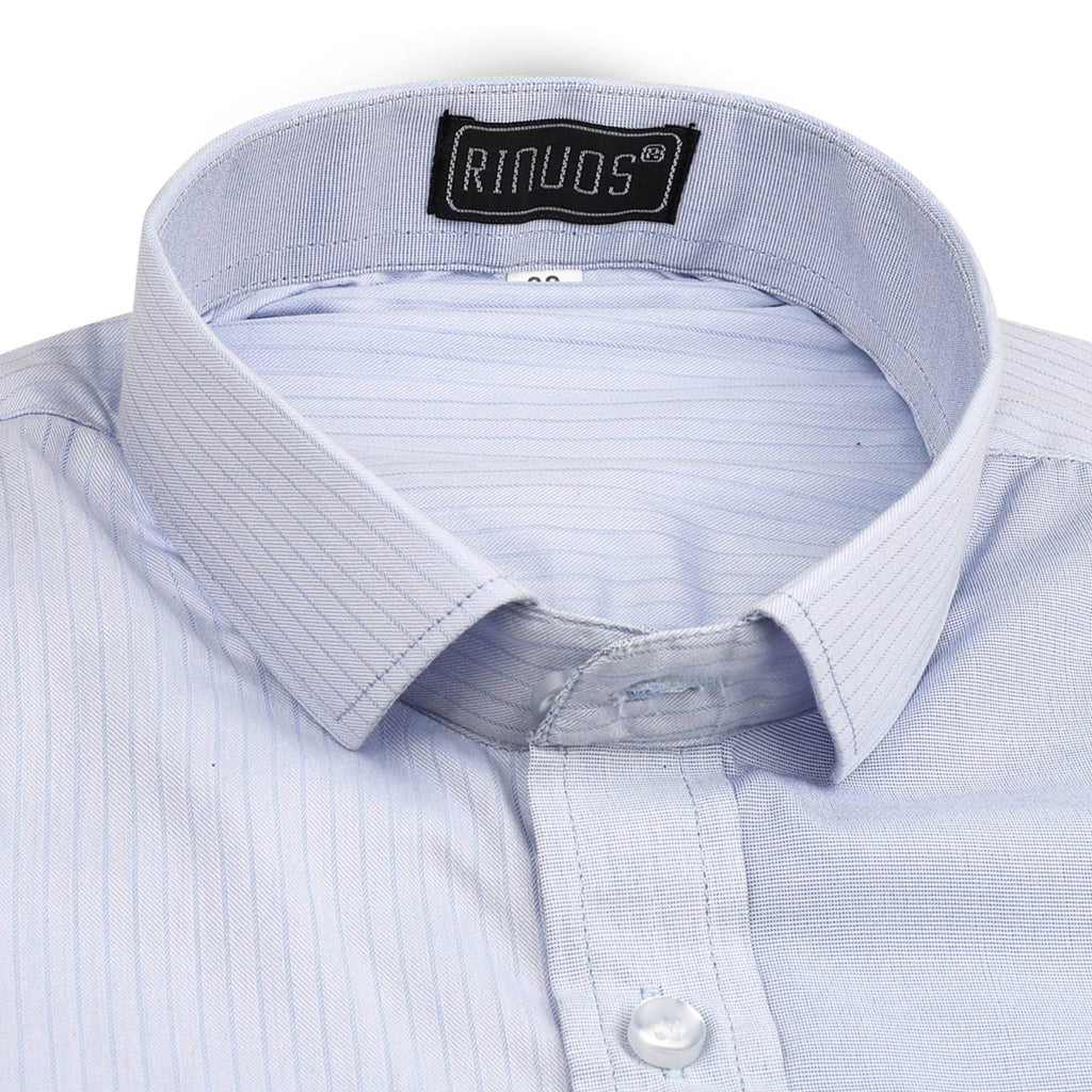 Sky Blue Striped Cotton Shirt - styleflea