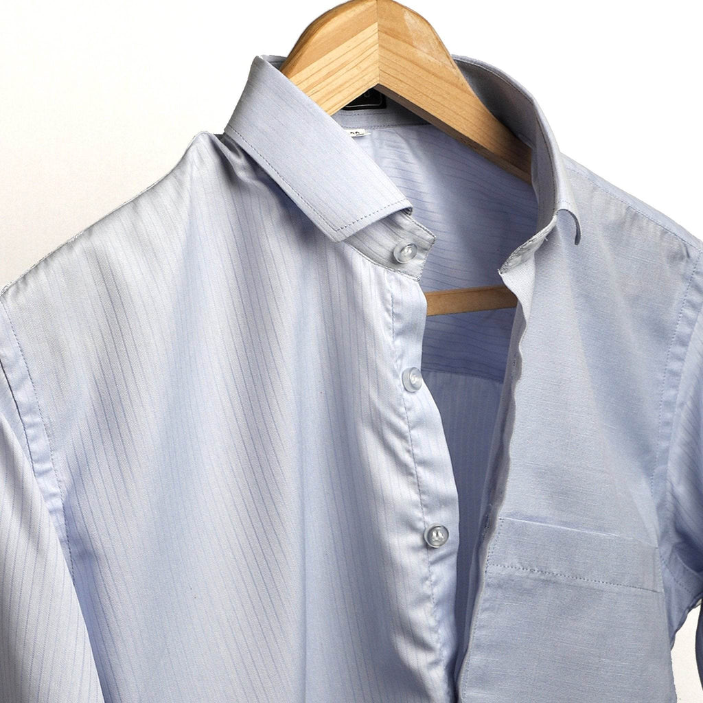 Sky Blue Striped Cotton Shirt - styleflea