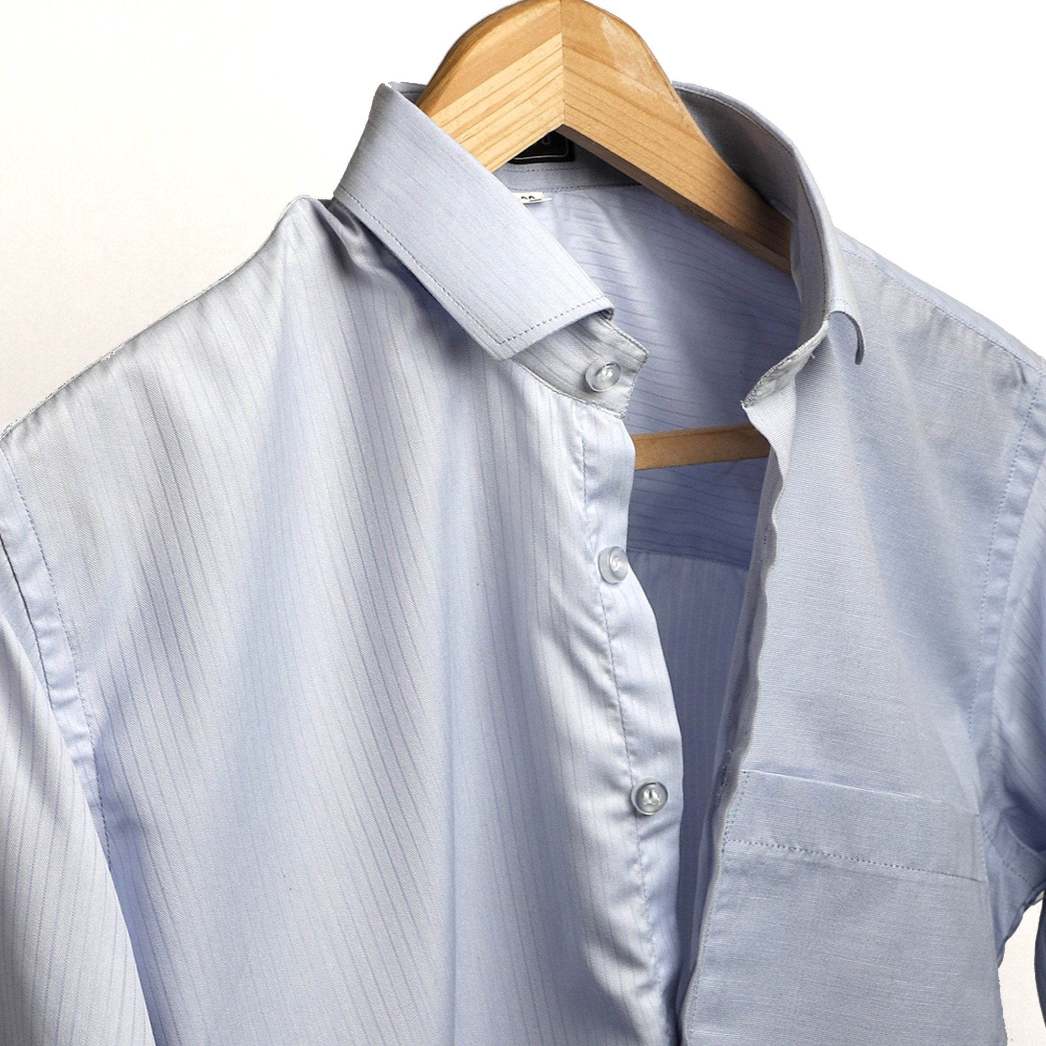 Sky Blue Striped Cotton Shirt - styleflea