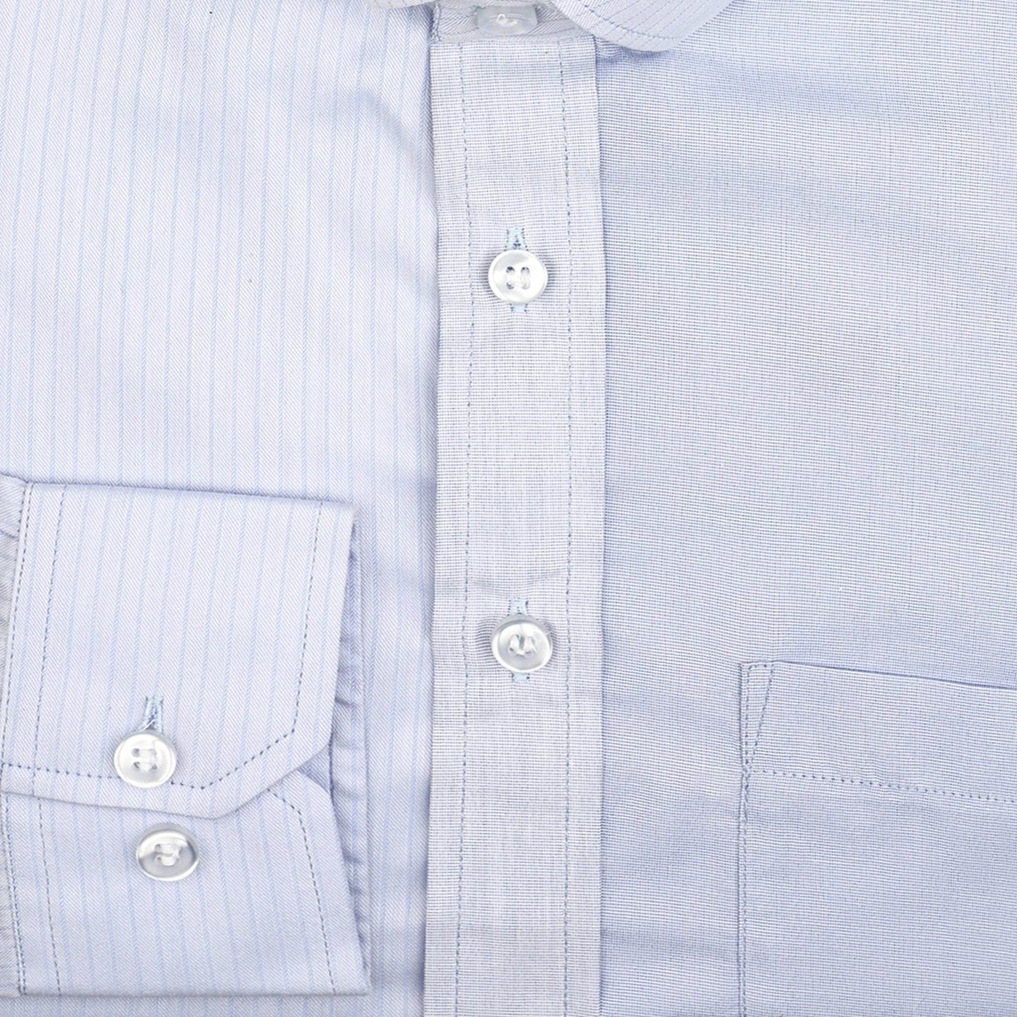 Sky Blue Striped Cotton Shirt - styleflea