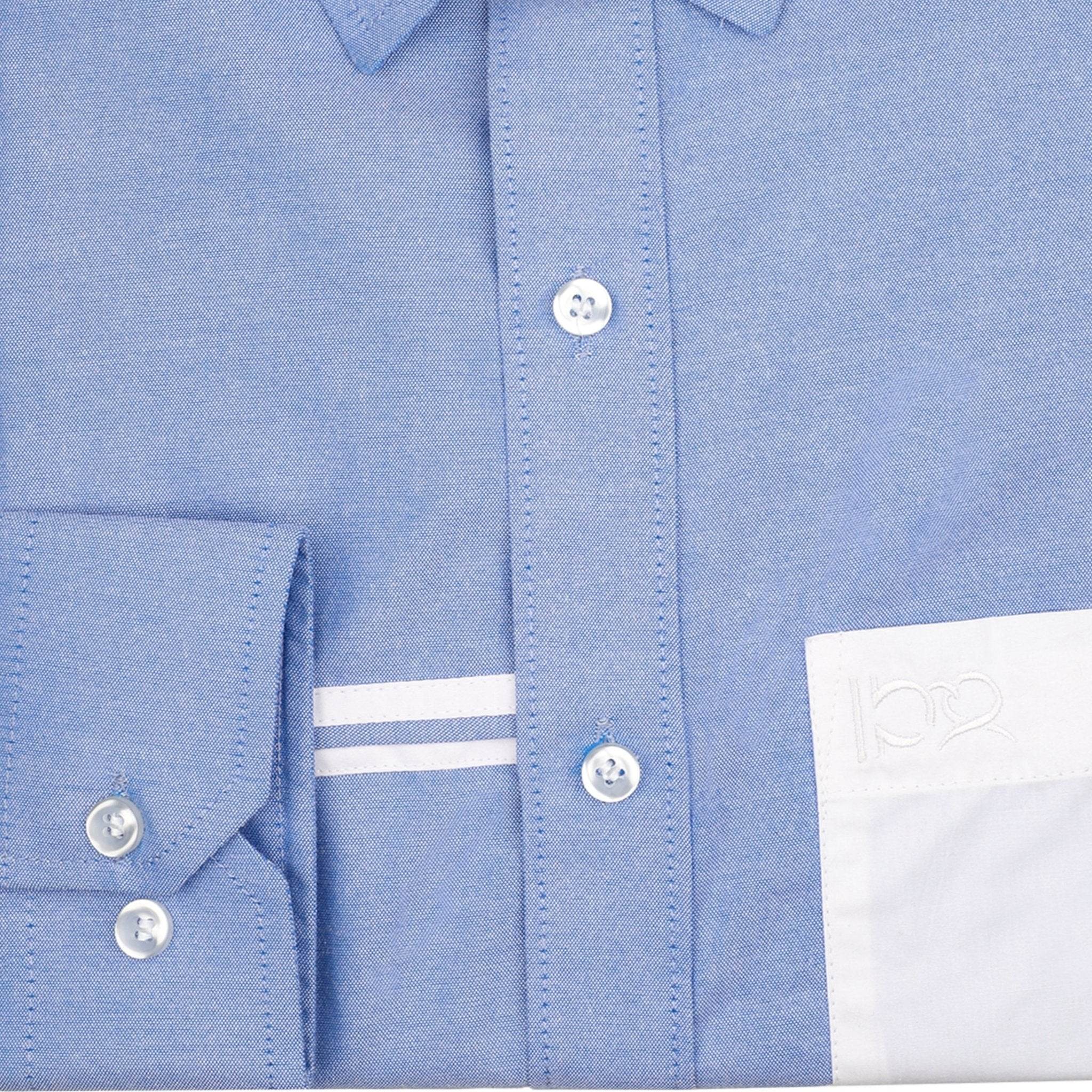 Skylight Blue White Pocket Cotton Shirt - styleflea