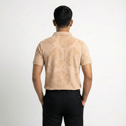 Beige Textured Polo - styleflea