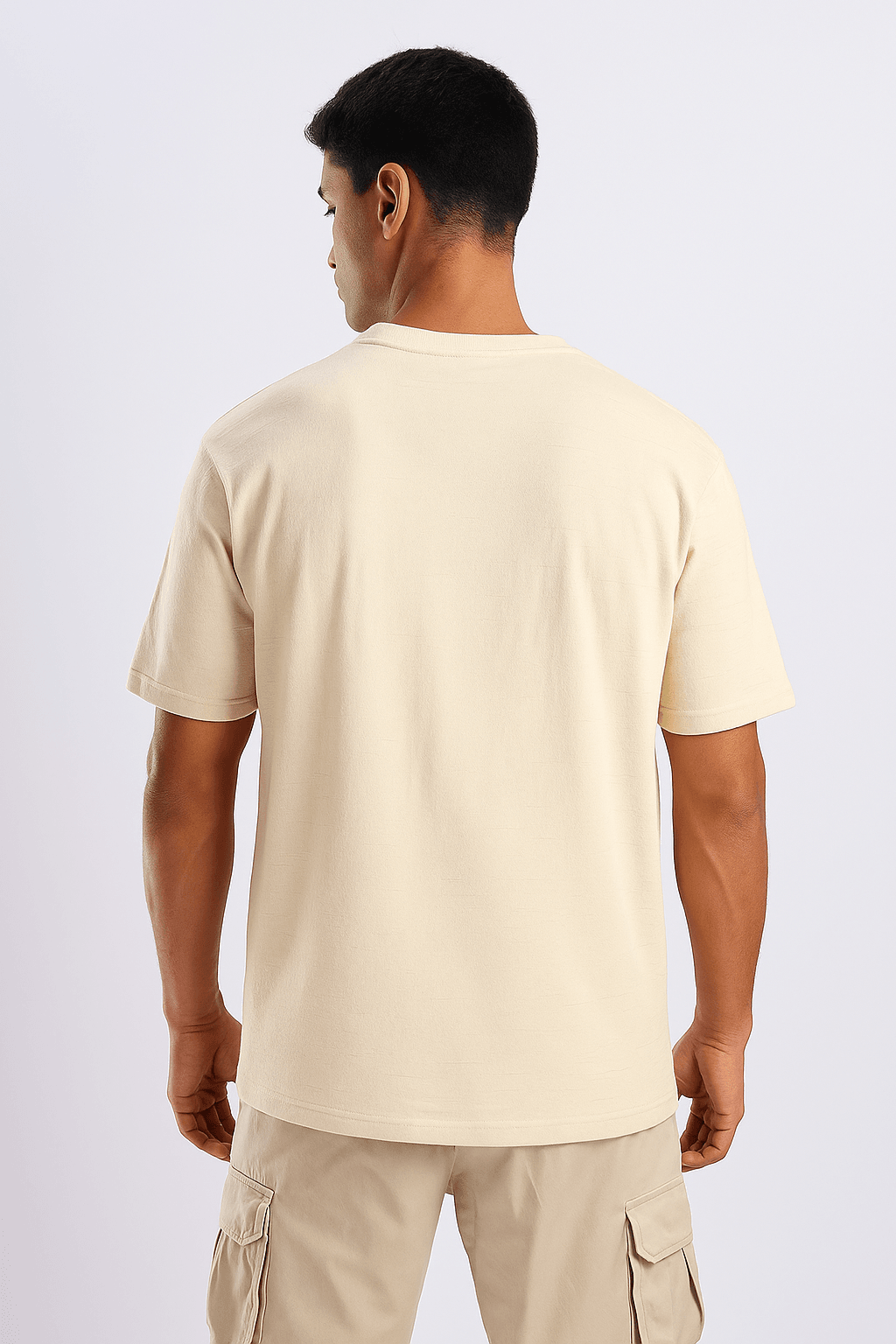 Beige Ribbed T-Shirt – Ultra Stretch Edition - styleflea