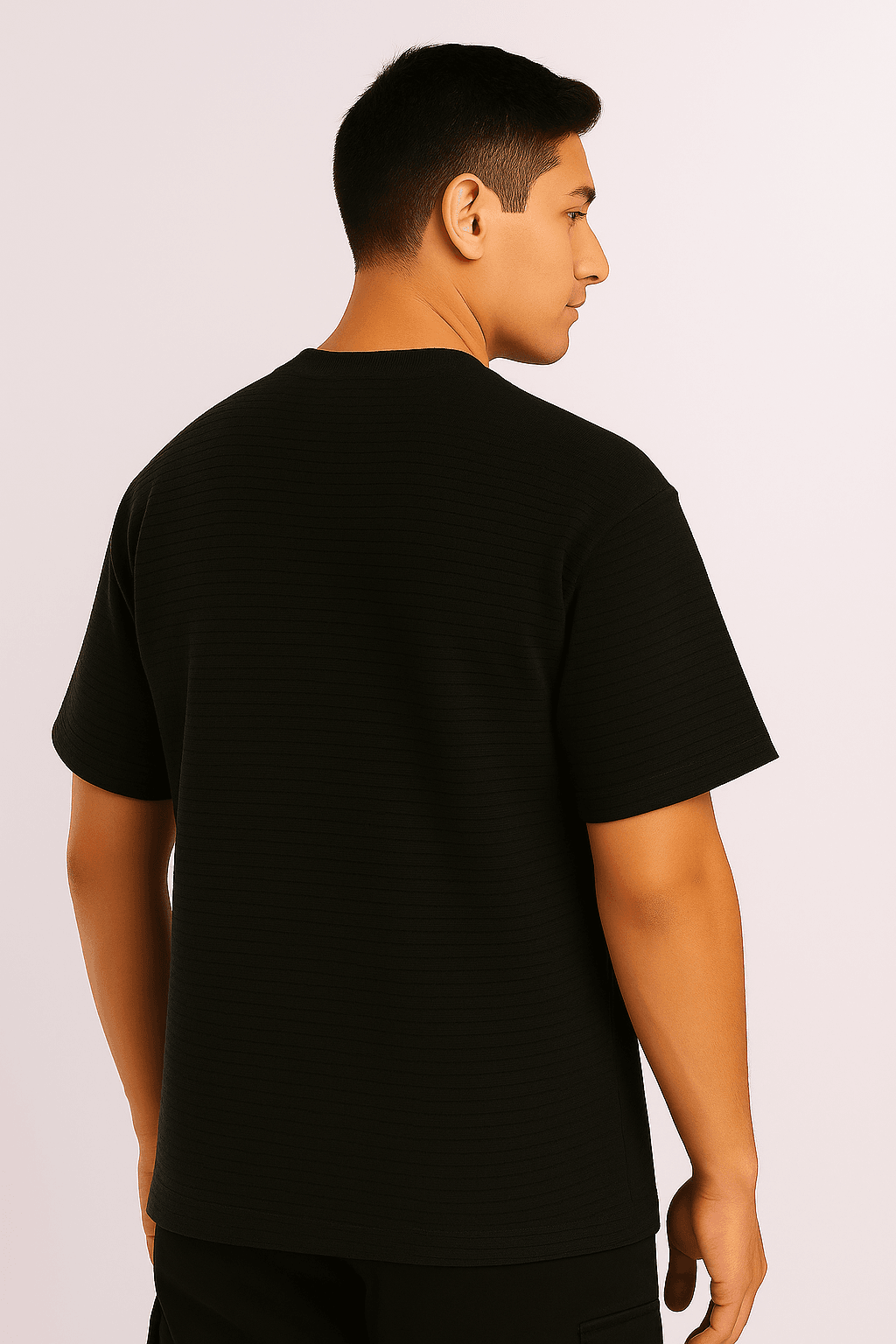 Black Ribbed Oversized T-Shirt - Textured Edition - styleflea