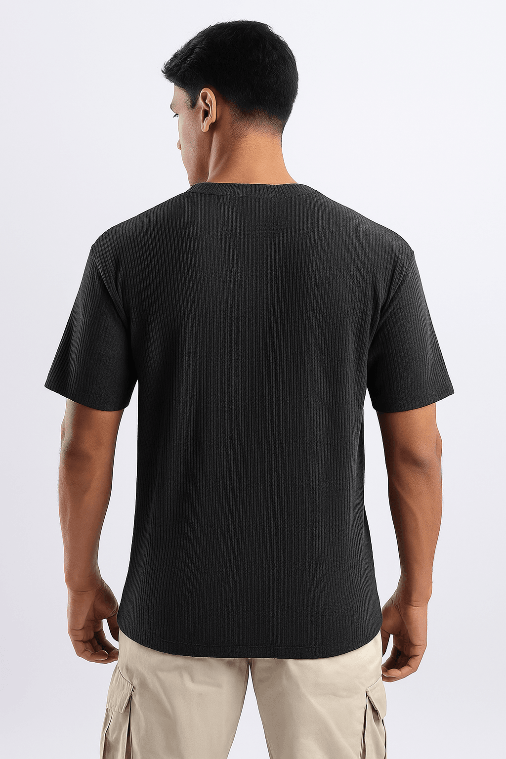 Black Ribbed T-Shirt - Ultra Stretch Edition - styleflea