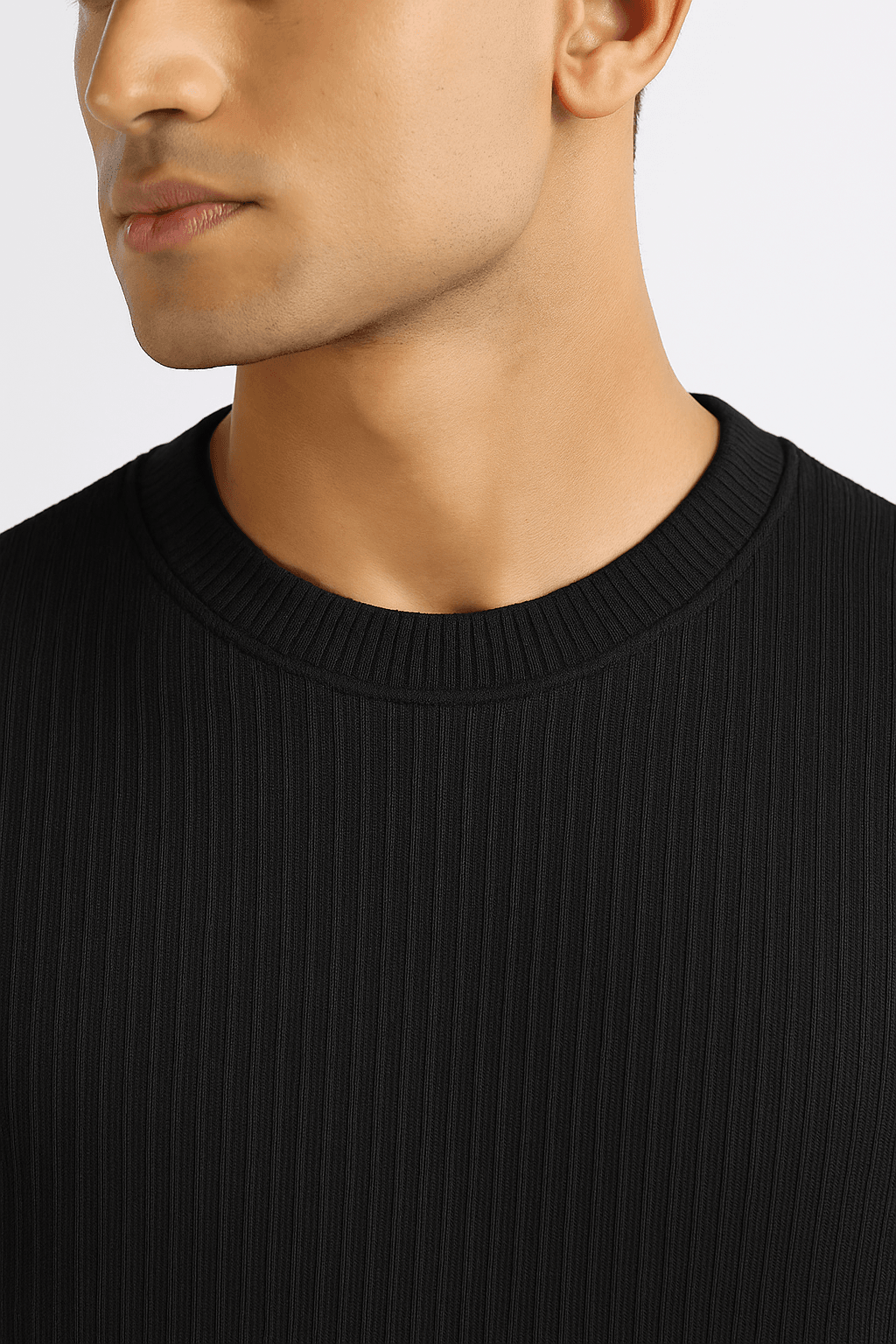 Black Ribbed T-Shirt - Ultra Stretch Edition - styleflea