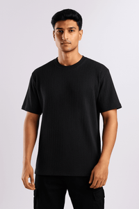 Black Ribbed T-Shirt - Ultra Stretch Edition