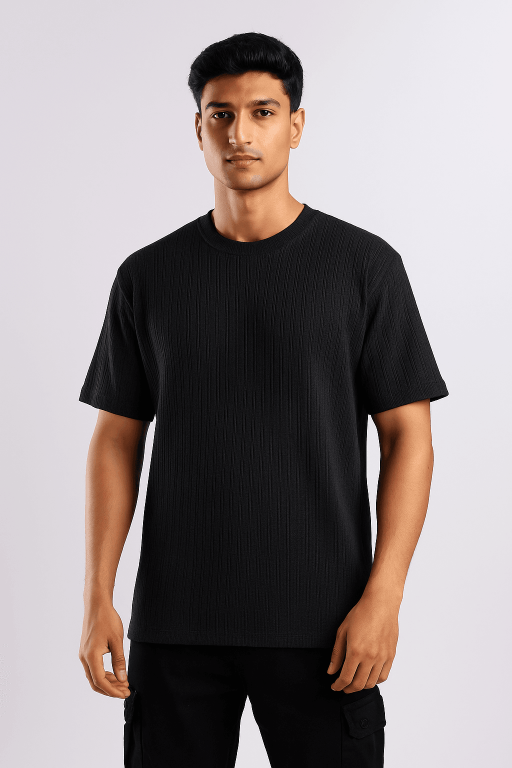 Black Ribbed T-Shirt - Ultra Stretch Edition - styleflea