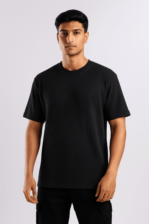 Black Ribbed T-Shirt - Ultra Stretch Edition - styleflea