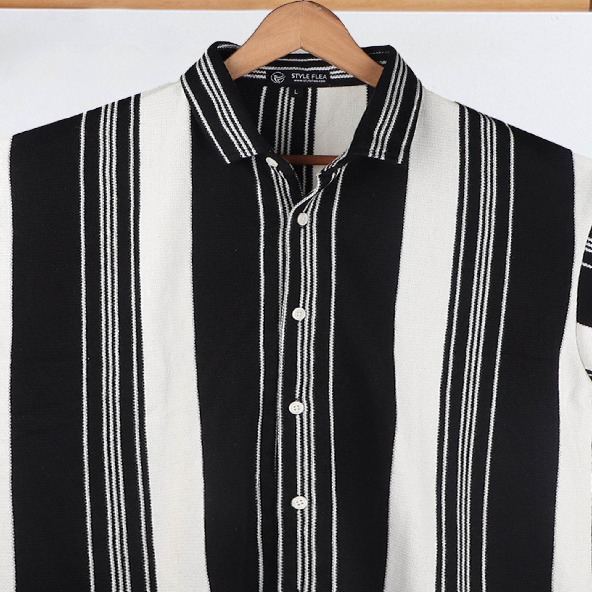 Black Urban Stripe Knit Shirt - styleflea