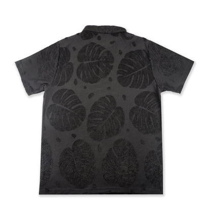 Charcoal  Leaf Pattern Polo
