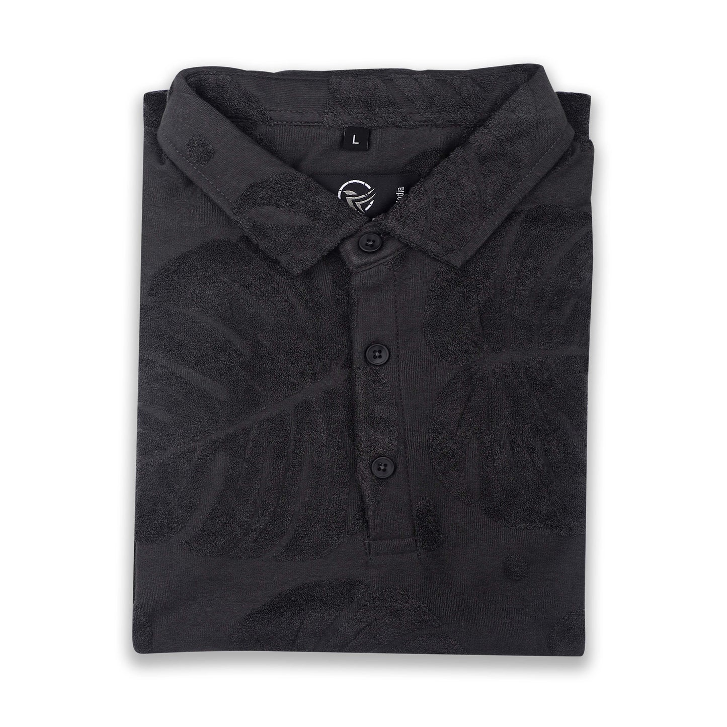 Charcoal  Leaf Pattern Polo