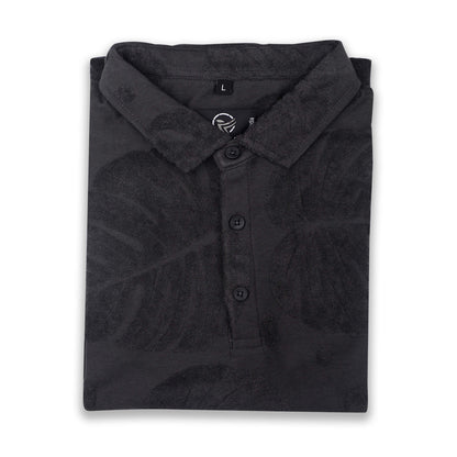 Charcoal  Leaf Pattern Polo