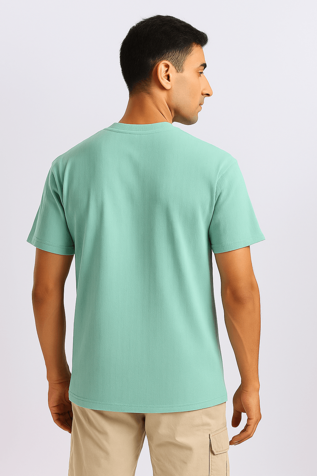 Cyan Ribbed Oversized T-Shirt - styleflea