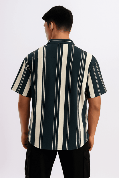 Dark Green Urban Stripe Knit Shirt - styleflea