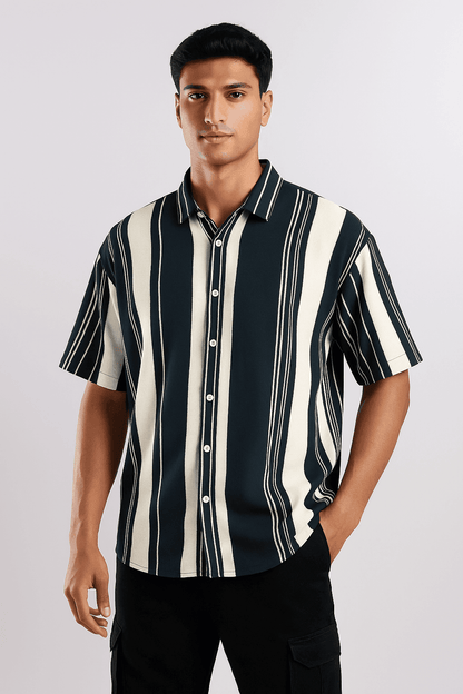 Dark Green Urban Stripe Knit Shirt - styleflea