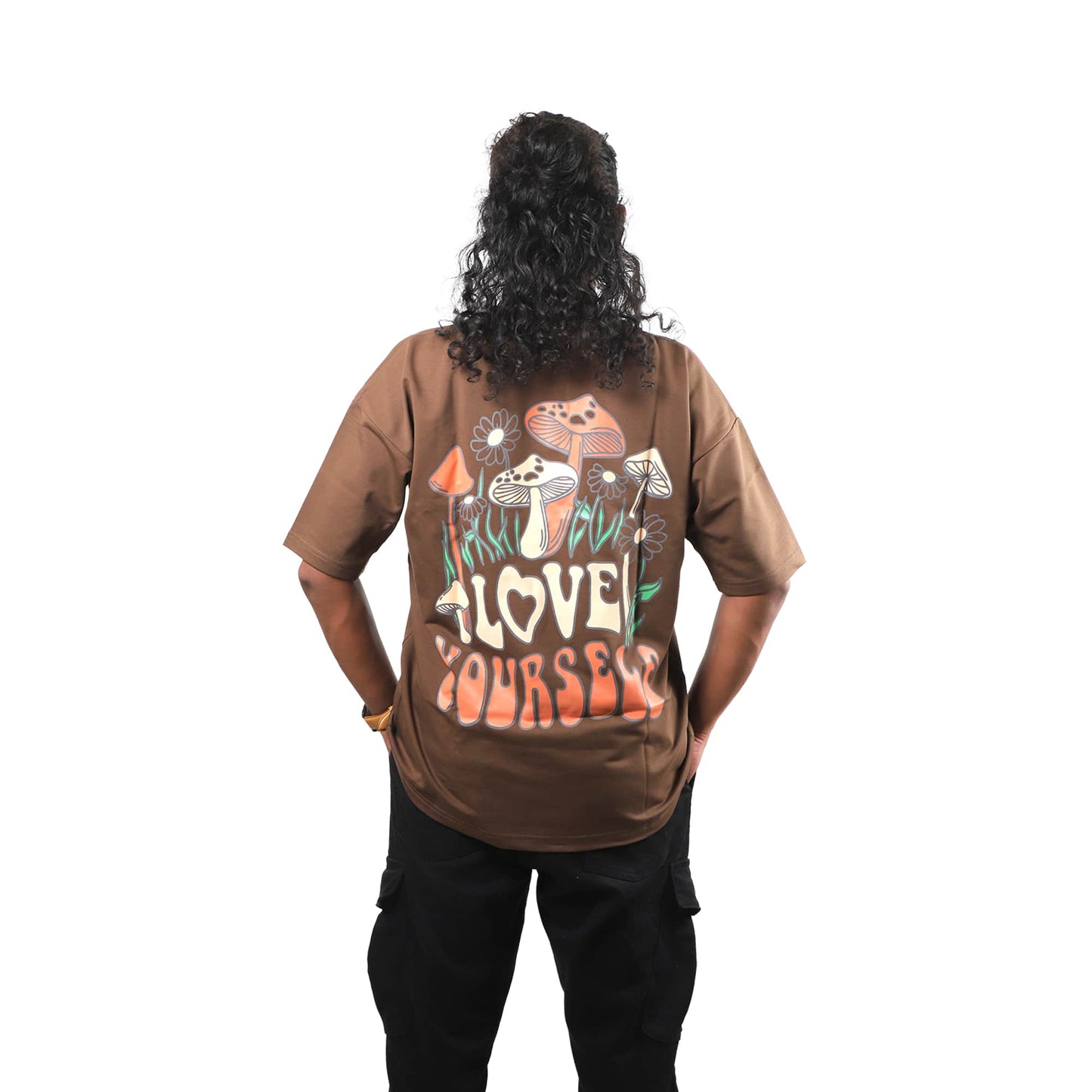 Love Yourself Drop Shoulder T-Shirt - Earthy Brown