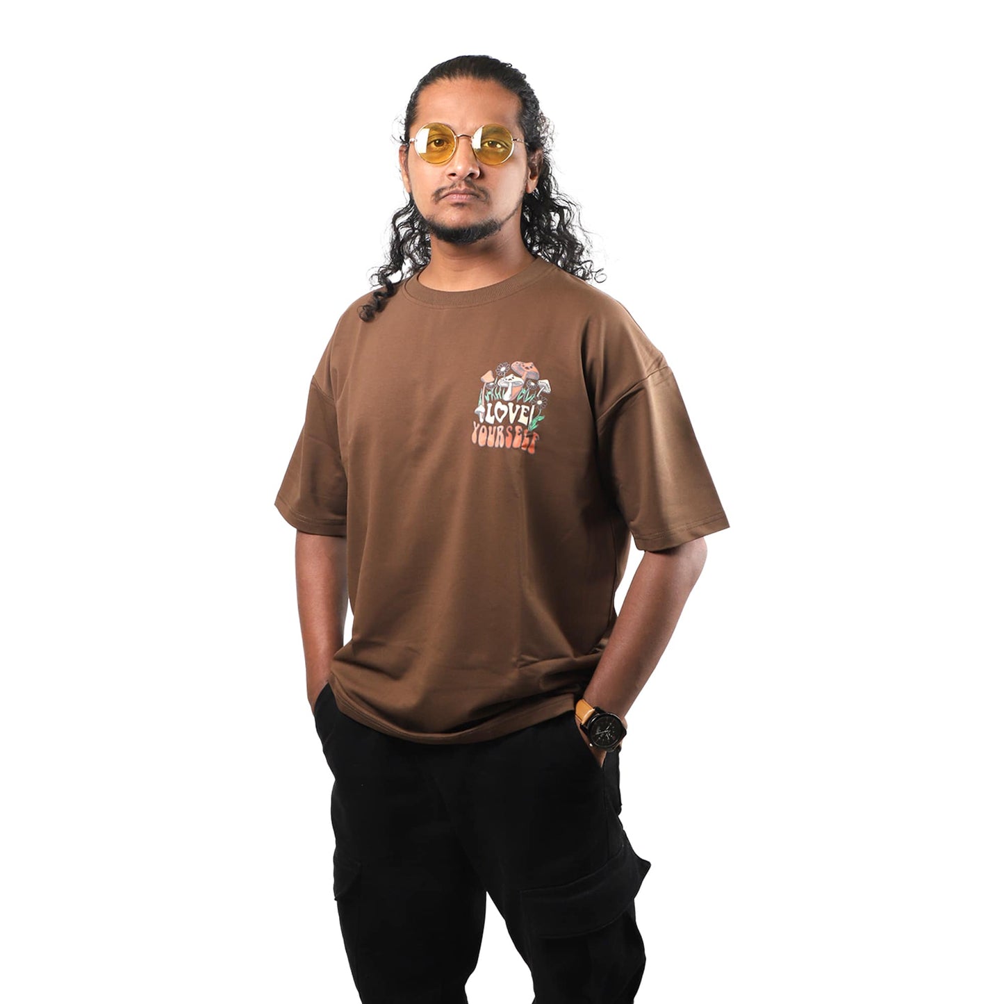 Love Yourself Drop Shoulder T-Shirt - Earthy Brown