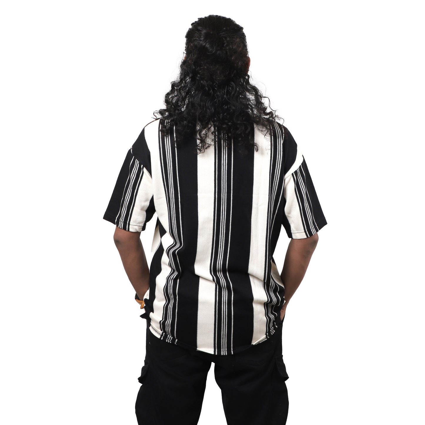 Black Urban Stripe Knit Shirt