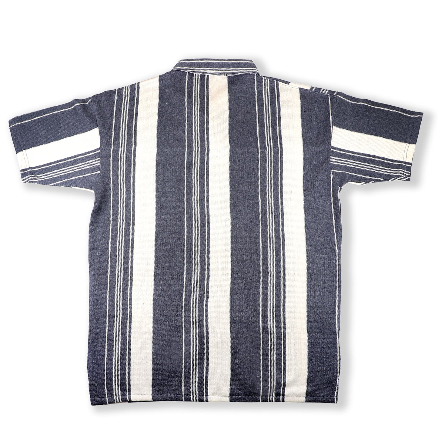 Back view of Navy & Cream Striped Shirt – lightweight and durable casual wear