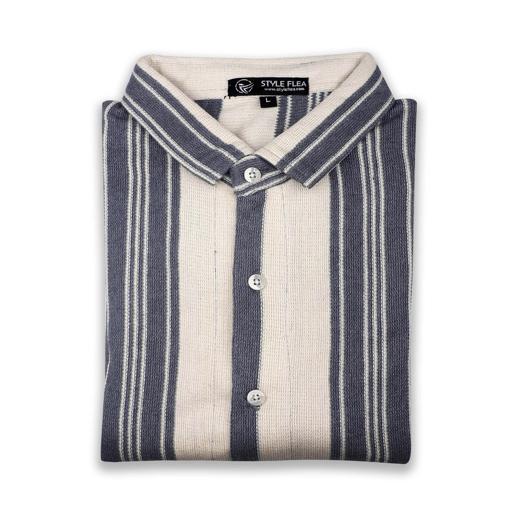 Stone Grey Urban Stripe Knit Shirt - styleflea