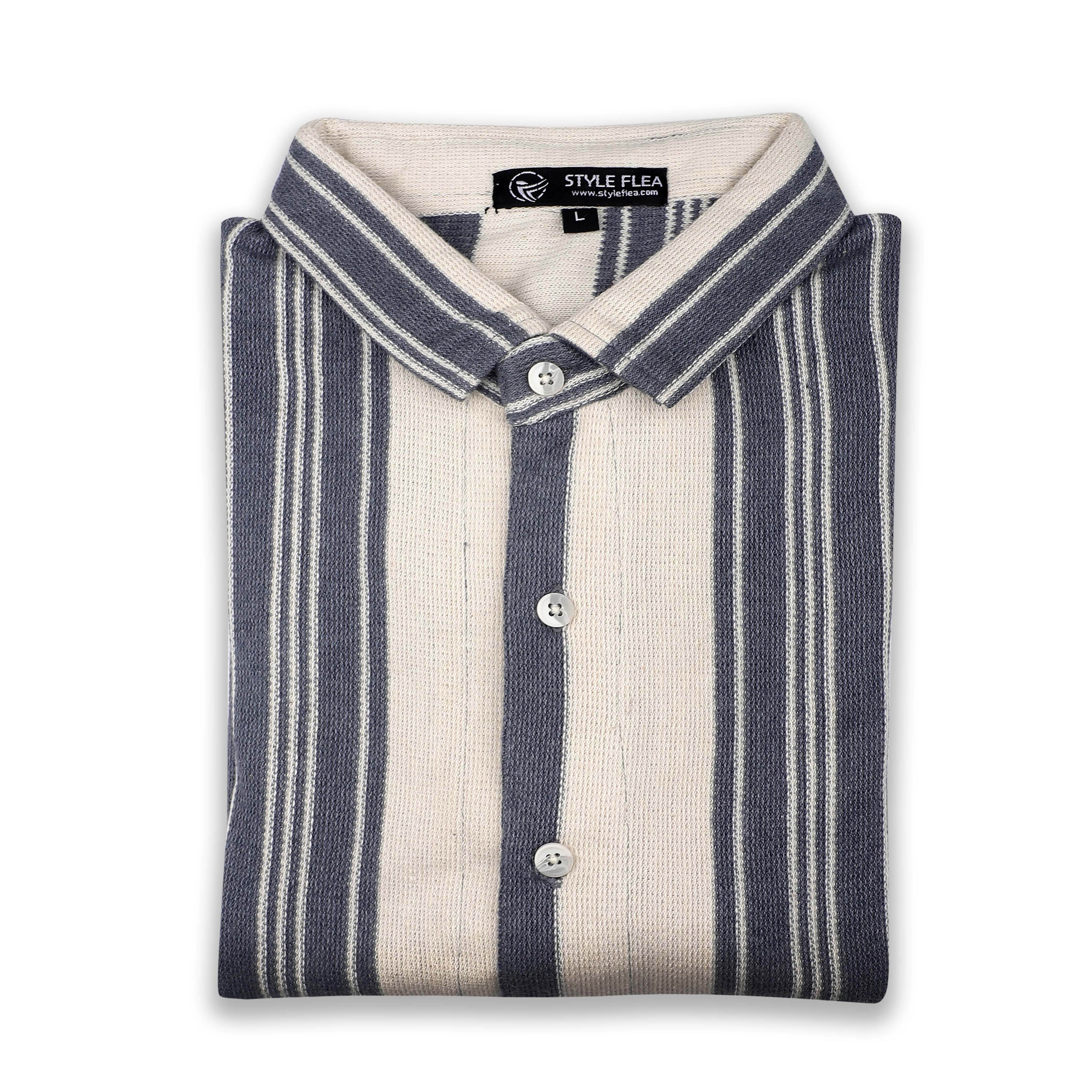Stone Grey Urban Stripe Knit Shirt - styleflea