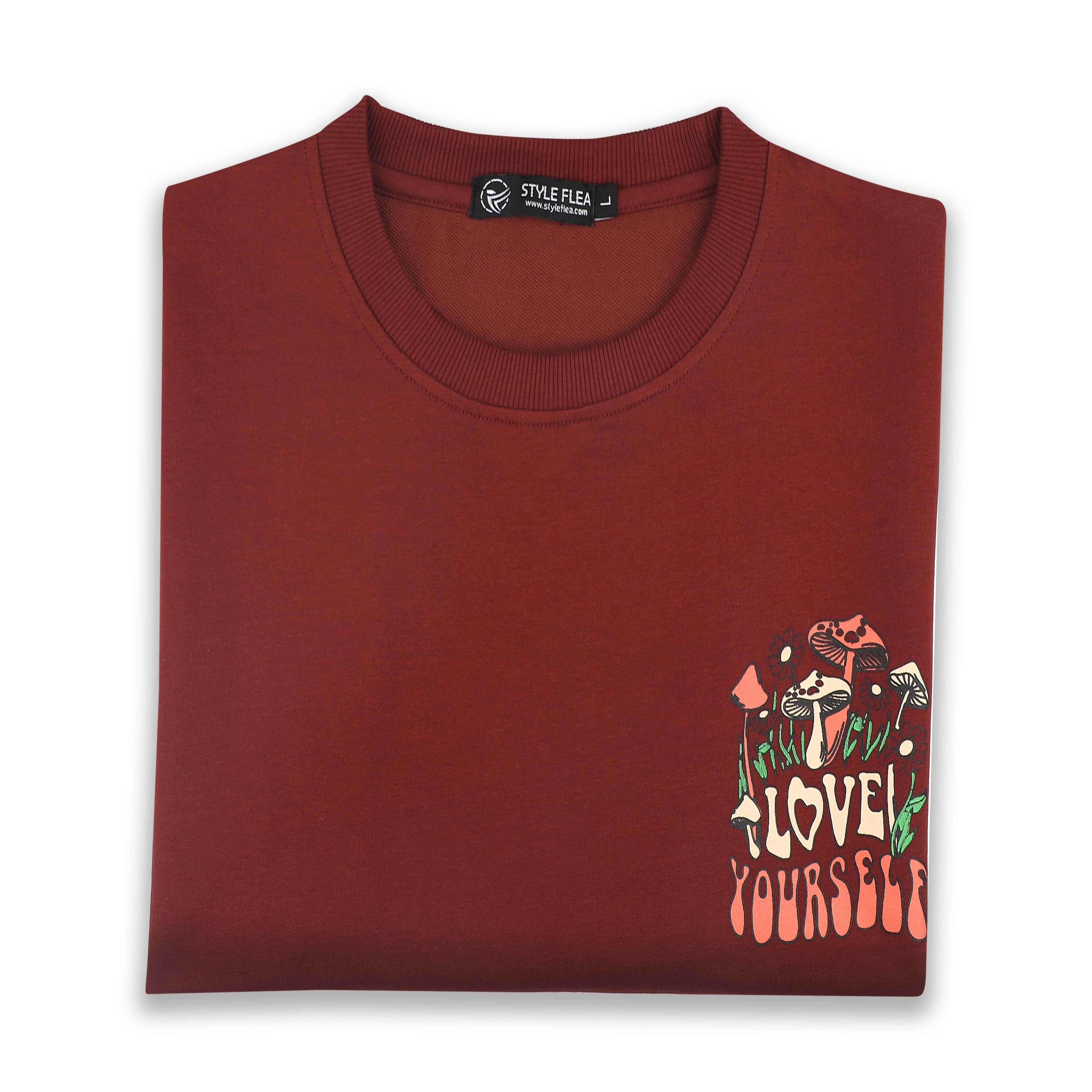Love Yourself Burgundy Oversized T-Shirt - styleflea