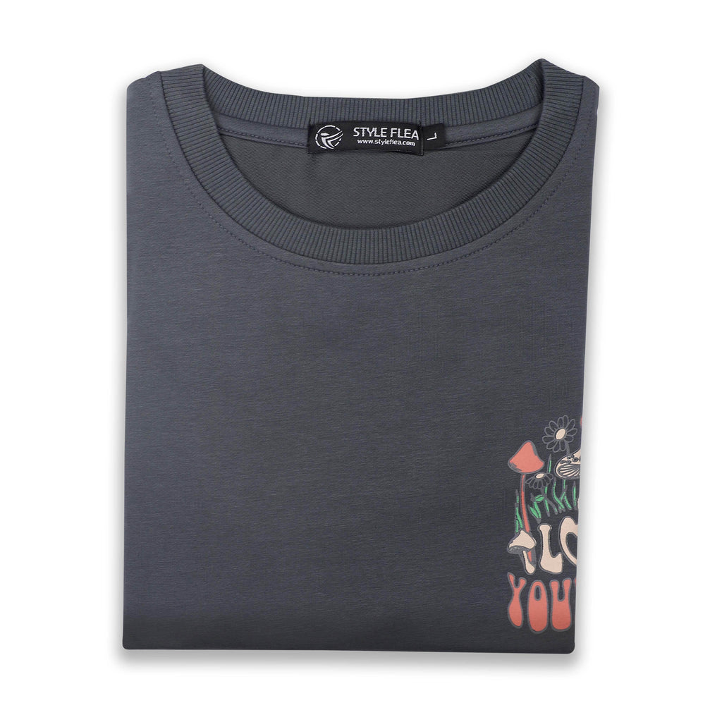 Love Yourself Charcoal Grey Oversize T-Shirt - styleflea