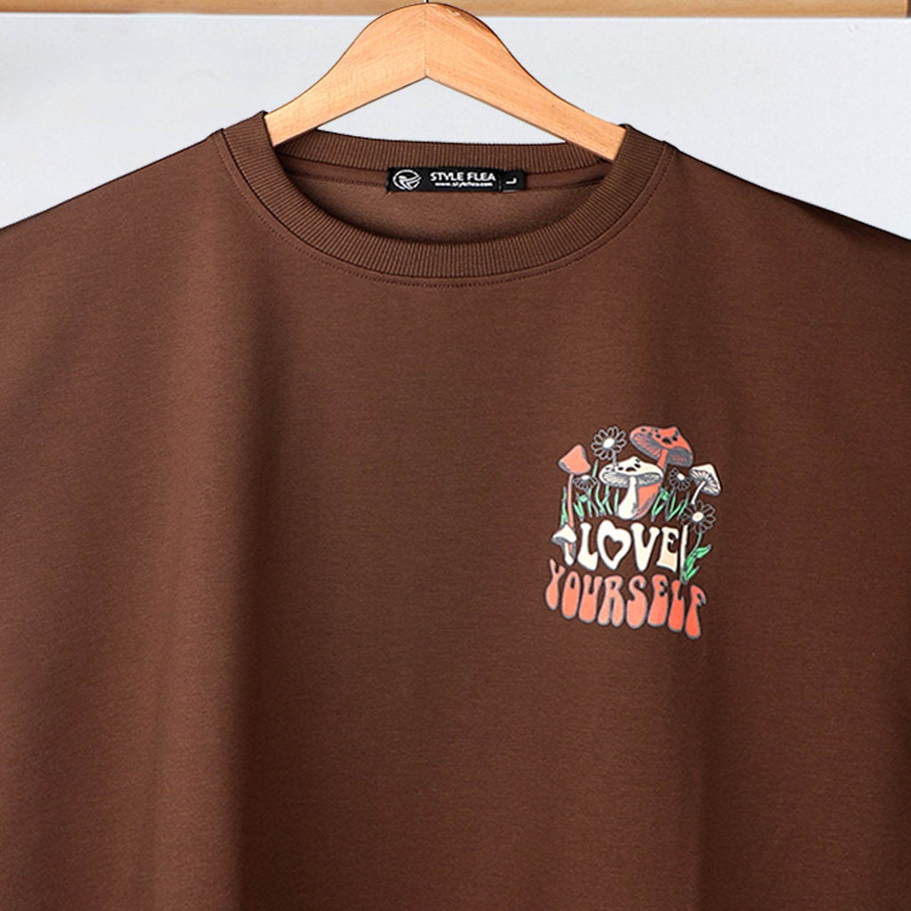 Love Yourself Earthy Brown Oversized T-Shirt - styleflea