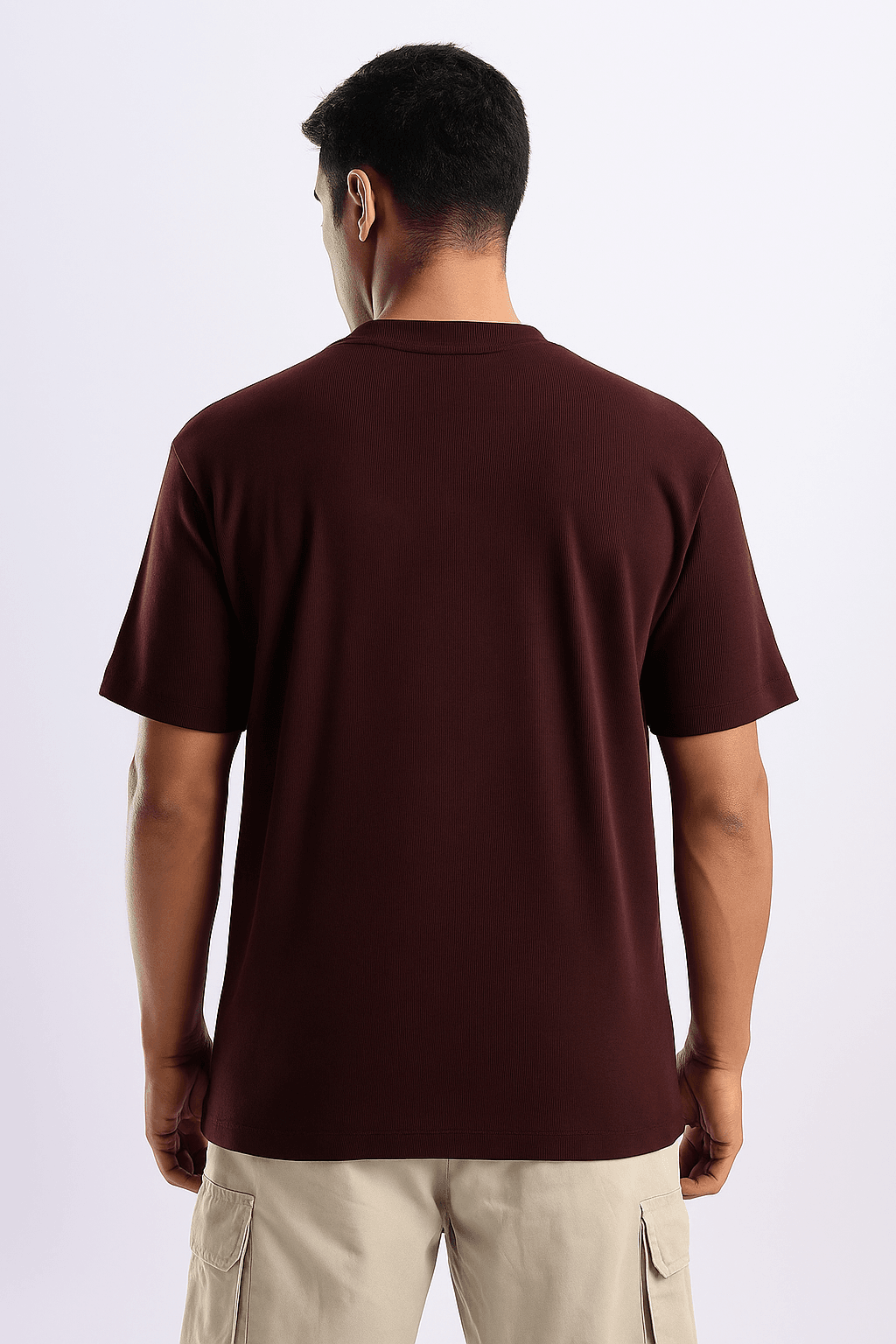 Maroon Ribbed T-Shirt – Ultra Stretch Edition - styleflea