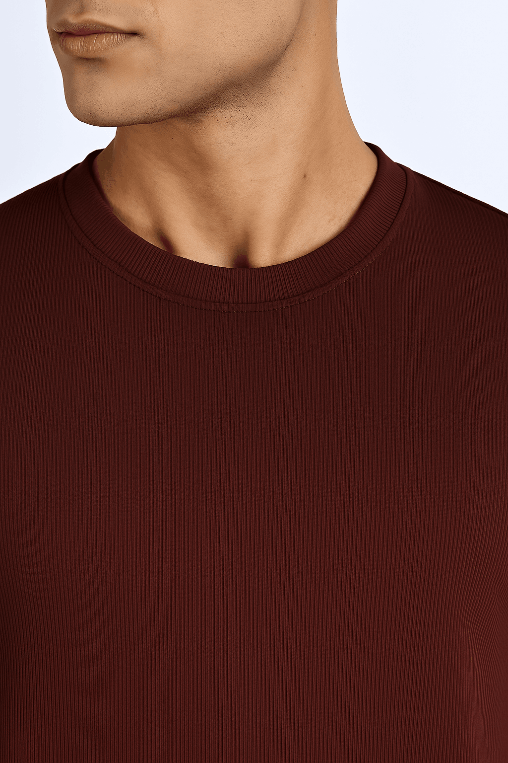 Maroon Ribbed T-Shirt – Ultra Stretch Edition - styleflea