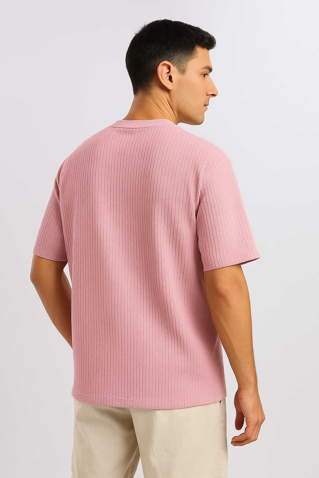 Pink Ribbed T-Shirt - Ultra Stretch Edition
