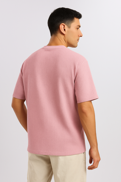 Pink Ribbed T-Shirt - Ultra Stretch Edition